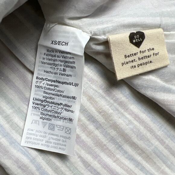 Madewell Striped Crewneck Button Front Tiered Mini Dress Cotton Size XS - Picture 3 of 6